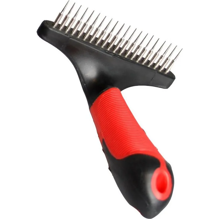 Karlie Fellkamm Unterfell-Harke einreihig rot/schwarz, ideal für Hunderassen wie Collies, Shelties, Samojeden