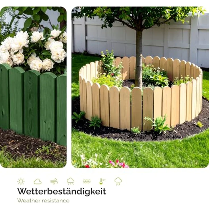 Garronda Beeteinfassung Holz Rollzaun, imprägniert, flexibler Gartenzaun 10 cm x 100 cm, Dunkelbraun, wetter- und schädlingsbeständig – Bild 5