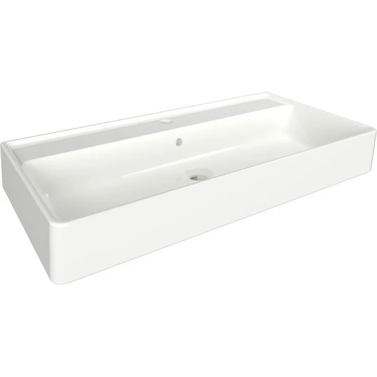 FACKELMANN VAIDA Keramik Aufsatzbecken 81cm, Gesamthöhe 142mm, weiß – Bild 1