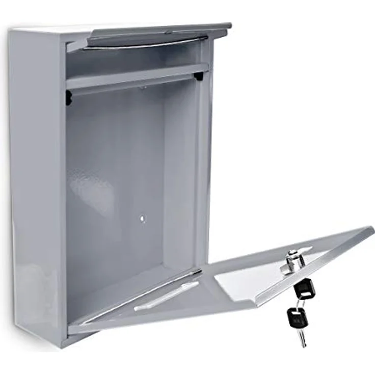 Design Briefkasten Metall Silber 26,5 x 35 x 8,5 cm – Bild 3