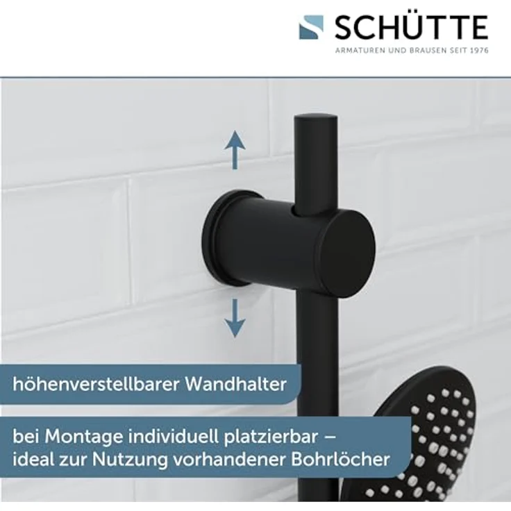 Schütte Brausegarnitur RAVEN, Höhe 70 cm, 3 Strahlart(en), Regendusche, mit Schlauch und Halterung, Wellness-Duschkopf, Schwarz – Bild 4