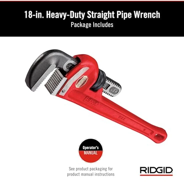 RIDGID 31025 Modell 18'' gerade Rohrzange für schwere Beanspruchung, 18'' Sanitär-Schraubenschlüssel – Bild 2