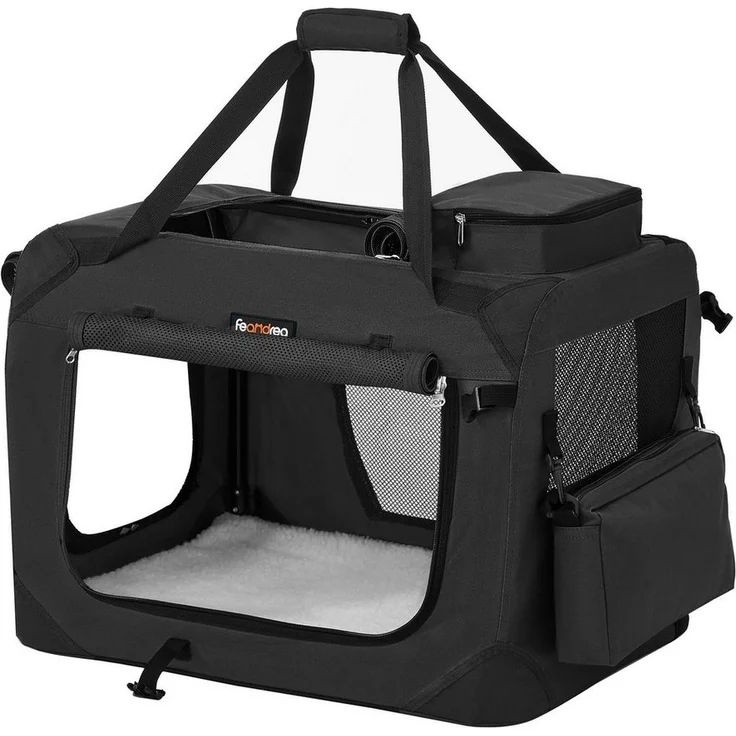 FEANDREA Tiertransporttasche, Hunde-Katzen-Transportbox, 600D Oxford-Gewebe, Dunkelblau/Grau/Schwarz - Preisvergleich