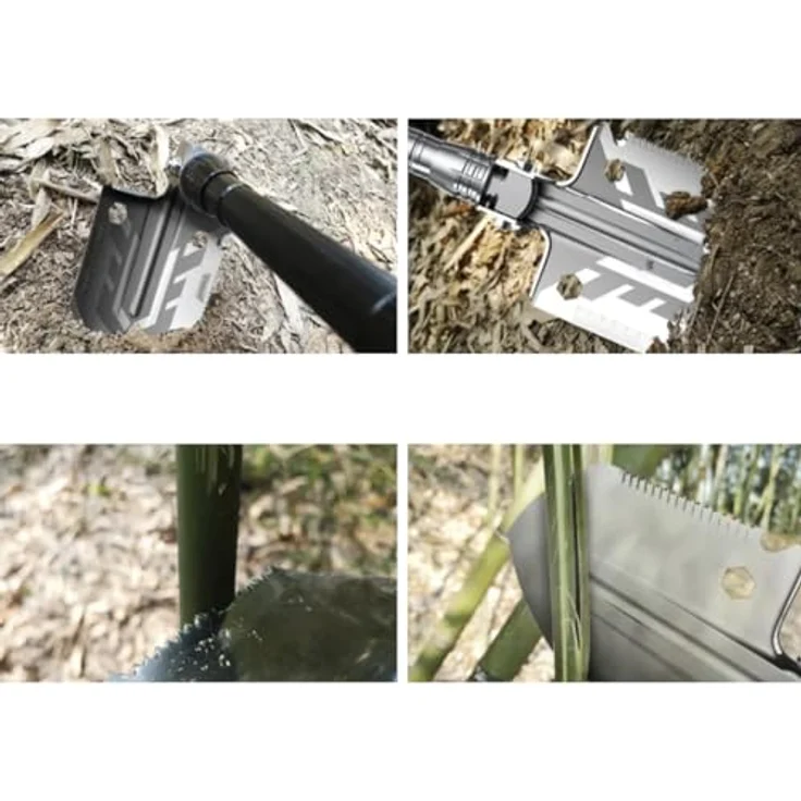 Trizand Klappschaufel, 16-in-1 Multifunktionswerkzeug aus Aluminium und Edelstahl, langlebig und praktisch – Bild 4