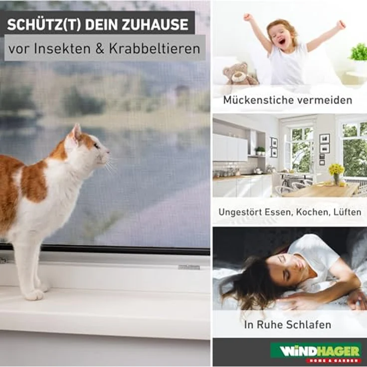 Windhager Insektenschutz Fliegengitter Pet-Protect, Insektenschutzgewebe, Krallenschutz-Gewebe, besonders reißfest, anthrazit, 120 x 150 cm, 03468 – Bild 2