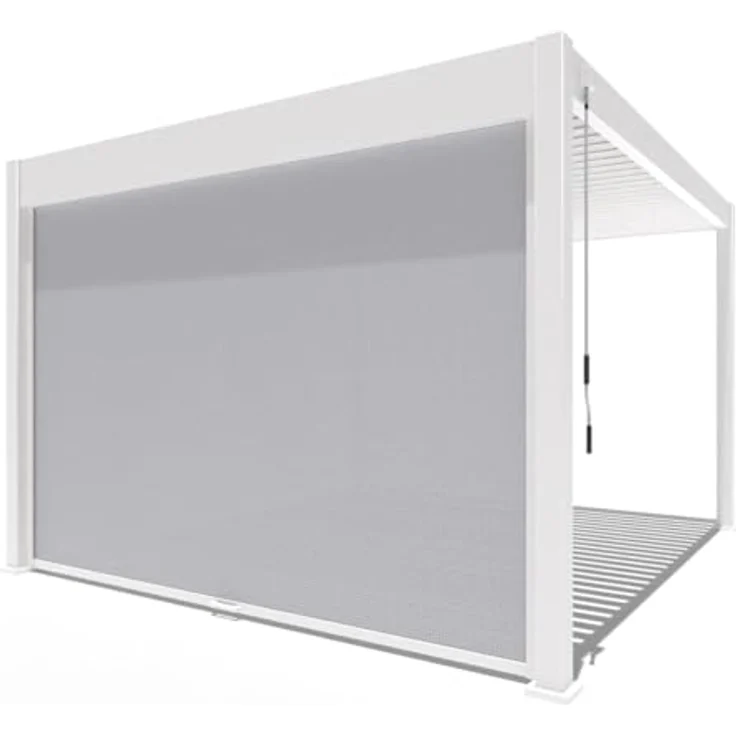 Weide SONNENSCHUTZ Weide Sonnenrollo | für Weide Deluxe Lamellendach Pergola Höhe 255 cm | Sonnenschutz, Sichtschutz | Aus Aluminium und Textil | UV-Schutz, stufenlos einstellbar (3,0 Meter, Weiß) – Bild 1