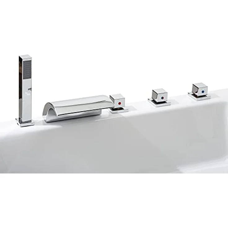 Basera® Whirlpool-Badewanne PREMIUM Indoor Podest-Whirlpool Badewanne Bora Bora 200 x 115 cm, mit 24 Massagedüsen, Heizung, Ozongenerator, Hochglanz-Weiß – Bild 5