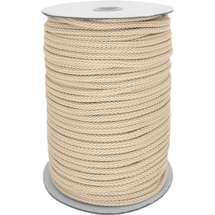 maDDma Polyester-Schnur 100m Kordel Seil, weiche Häkelbindung Ø ca. 6mm, Farbe: 571 - creme, UV-beständig und waschbar