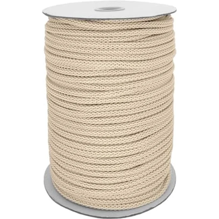 maDDma Polyester-Schnur 100m Kordel Seil, weiche Häkelbindung Ø ca. 6mm, Farbe: 571 - creme, UV-beständig und waschbar – Bild 1