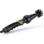 Maximex Rotierende Gartenbürste, Drehende Reinigungsbürste zum Aufstecken auf den Gartenschlauch, Per Wasserdruck betriebene Bürste mit 7 Bewässerungsarten, sanft bis kräftiger Wasserstrahl