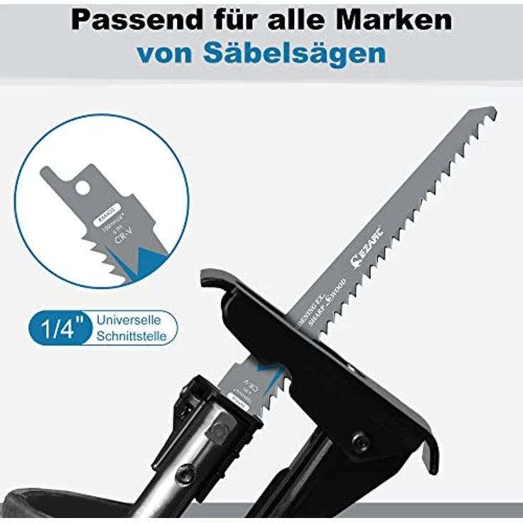EZARC Säbelsägeblätter Set R644GS, 5-tlg. Holzschnitt, 150mm, 6TPI, langlebig und universal einsetzbar – Bild 5