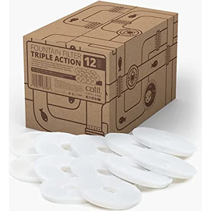 Catit Triple Action Filter, 3fach wirksamer Ersatzfilter, Trinkbrunnenfilter, 12er Pack – Bild 1