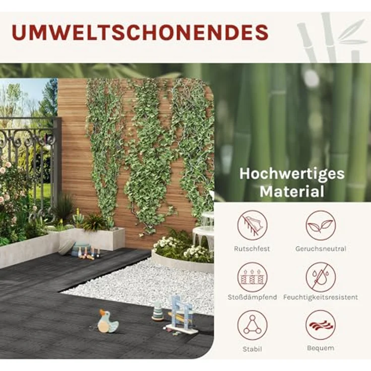 WPC Terrassenfliesen in Holzoptik, Bodenbelag mit Klicksystem, 11 Stück anthrazit – Bild 3