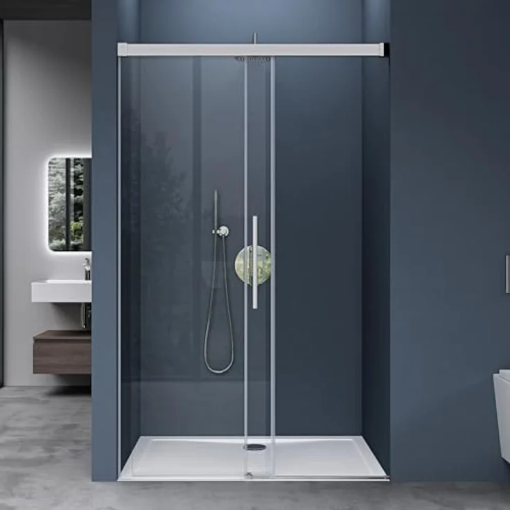 doporro Duschtür Nischentür 140x195cm, ESG-Sicherheitsglas mit Soft-Close und Nano-Beschichtung – Bild 1