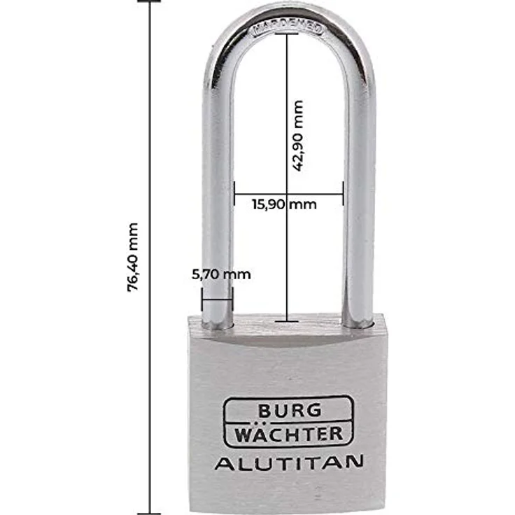BURG-WÄCHTER 30 45 BURG Vorhangschloss 770 HB Alutitan, 30 mm SB – Bild 5