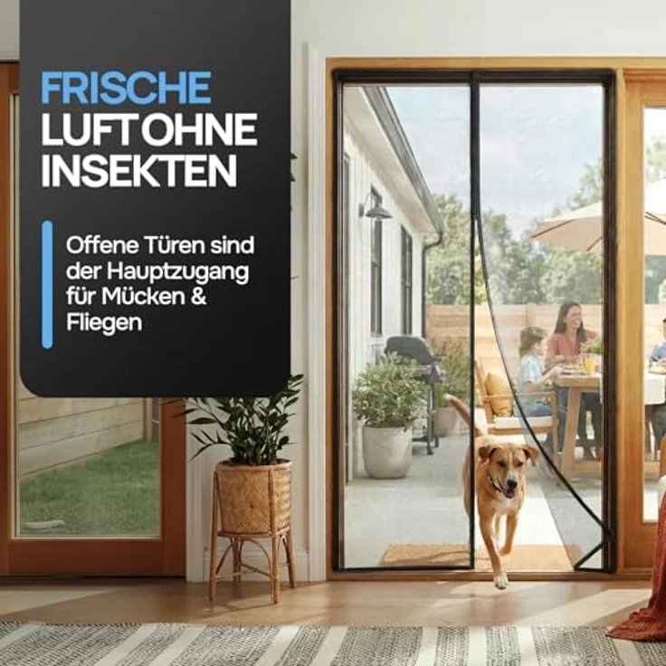Door Easy DOOR EASY Fliegengitter Balkontür 140 x 240cm, reißfestes Premium-Gewebe, Insektenschutz ohne Bohren, lückenlos schließender Magnetvorhang – Bild 2