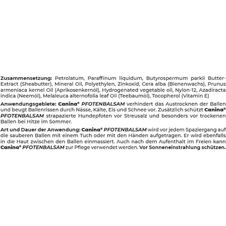 Canina Pfotenbalsam, 100 ml - Wasserfreies Balsam mit Sheabutter, Bienenwachs und Aprikosenöl – Bild 3