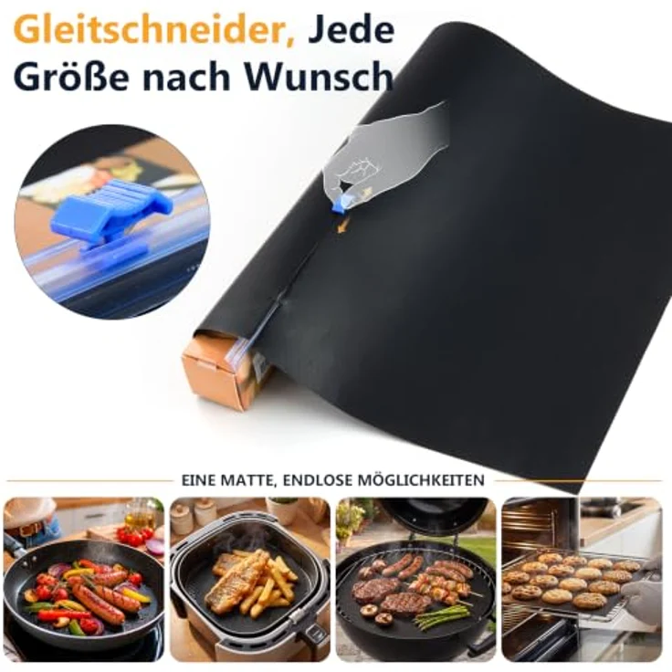 Homealexa BBQ Grillmatte, 40x300cm antihaftbeschichtet, hitzebeständig bis 260°C, PFOA-frei, wiederverwendbar für Gasgrill und Holzkohlegrill – Bild 2