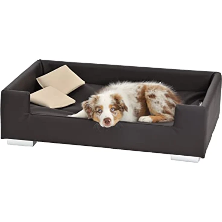 Rohrschneider® Hundesofa Candy | Hundebett Couch für ultimativen Komfort | Hunde Kissen mit Rand ideal als Hunde Reisebett | Hundkorb und Hundebett kleine Hunde (Braun) – Bild 2