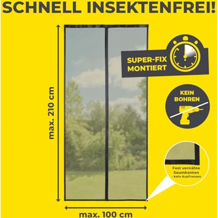 EASYmaxx Insect Protect Insektenschutzvorhang 100 x 210 cm | mit XXL-Magnetbändern | Fliegengitter Tür | Balkontür | Insektenschutz | Magnet | Fliegenvorhang – Bild 5