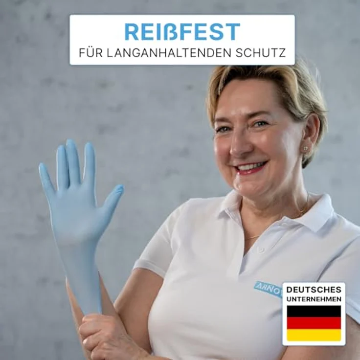 ARNOMED 500 Stück Einweghandschuhe Hellblau, Nitril L, puderfrei, reißfest, hautfreundlich, lebensmittelecht, für Hygiene und medizinische Anwendungen – Bild 3