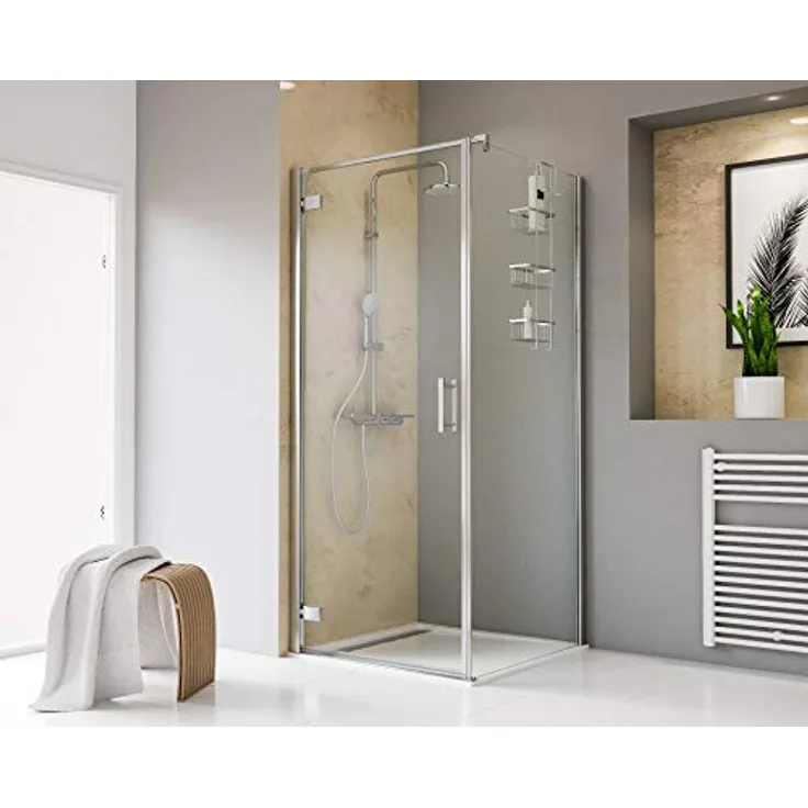 Schulte Toura Plus Drehtür pendelbar mit Seitenwand, Profile chromoptik, Sicherheitsglas klar hell inkl, Fixil-Glassiegel, EP666218-5 41 500 02 68 39