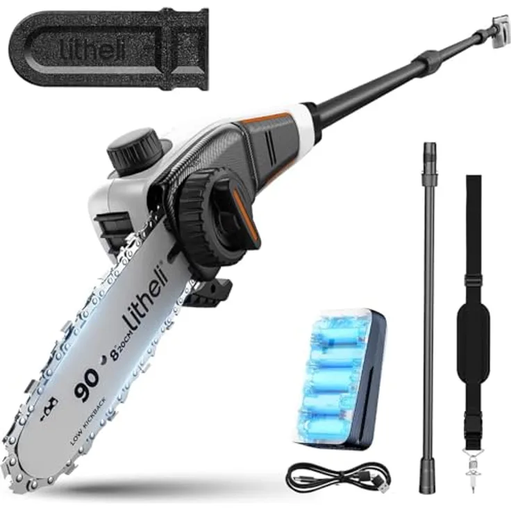 LiTHELi Litheli U20 Akku Hochentaster, 8'' Elektrische Akku-Astsäge mit 10000mAh Akku, Höhenverstellbar und Ergonomisches Design in Blau