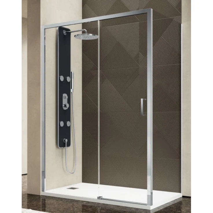 Frascio Duschkabine 70x140, transparente Doppelverglasung mit Frontöffnung und fester Seite, einfacher Einstieg aus Hartglas