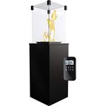 KRATKI Gaskamin Patio Mini | 4-8,2kW | 1366x427mm | Stahl | Fernbedienung | Gasfeuerstelle für Terrassen & Garten | Outdoorkamin in Schwarz