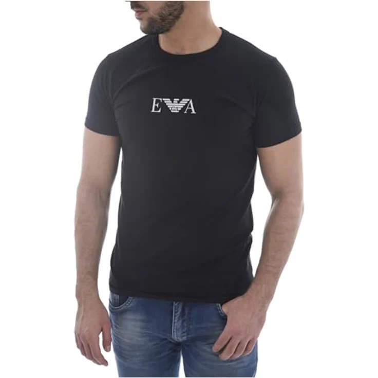 Emporio Armani Herren T-Shirt 9341, Klassisch Bequem sitzend aus 95% Baumwolle, Schwarz, Größe S – Bild 2
