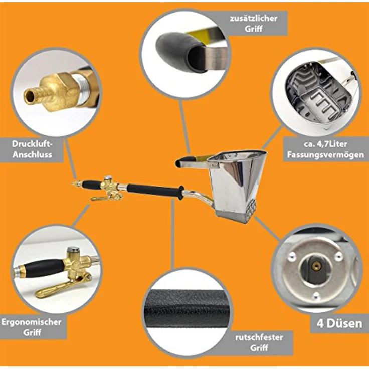 eyepower Druckluft Putzwerfer - Kompressor Putzpistole Mörtel Putzmaschine Putzspritze (Wand) – Bild 3