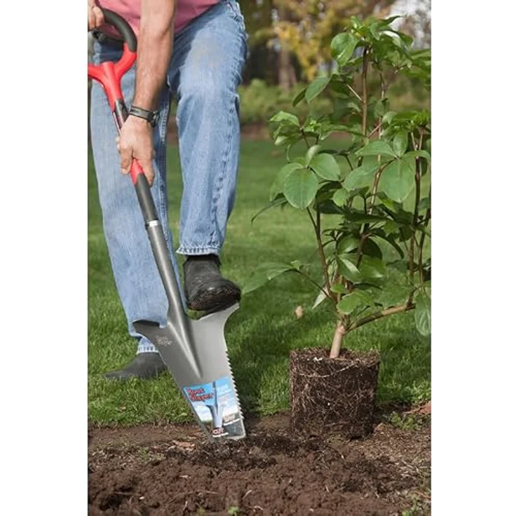 Root Slayer® Spaten Radius Wurzelspaten Set, 3-teilig, mit Blumenkelle und Gartenschaufel, ergonomischer Griff, scharfe Klinge mit Zähnen zum Wurzelschneiden, Kohlenstoffstahl – Bild 2