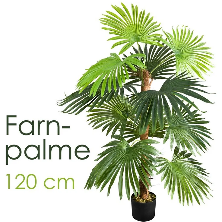 Kunstpalme Kunstpflanze Palme Palmfarn Farnpalme Plastik Künstliche Pflanze 120cm, Decovego – Bild 1