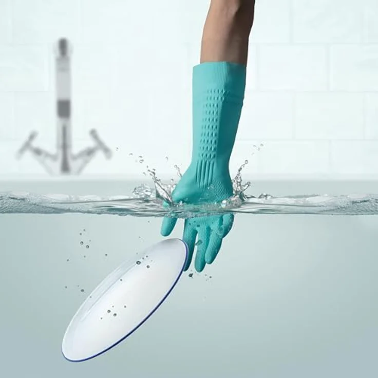 Spontex Zarte Hände, pflegende Haushaltshandschuhe mit sanftem Mandelöl, aus Naturkautschuklatex - Größe M, 1 Paar – Bild 6