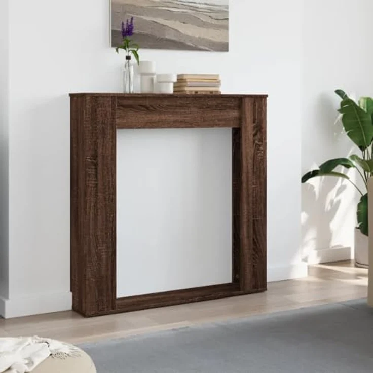 vidaXL Kaminumrandung Braun Eichen-Optik, 100x20x100 cm, Holzwerkstoff, pflegeleicht und langlebig – Bild 3