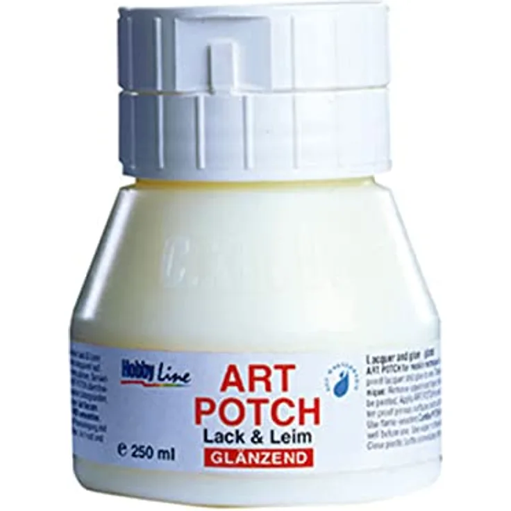 KREUL 49152 - Art Potch Lack und Leim transparent glänzend, 250 ml, Serviettentechnik- und Dekokleber auf Wasserbasis, für Holz, Keramik, Stein und Karton
