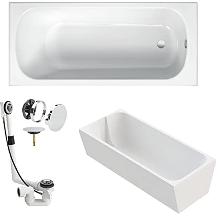 BETTE Badewanne BetteForm Stahl weiß KOMPLETT SET 170x75cm + Wannenträger Styropor + Viega Ablaufgarnitur Multiplex – Bild 1
