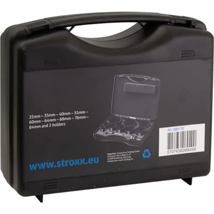 STROXX® Lochsäge-Set HSS Bimetall |11tlg.| 25/35/40/51/60/64/68/76/84mm | für Holz, Metall, Aluminium, Plastik und Edelstahl | inkl. 2 Halterungen – Bild 4