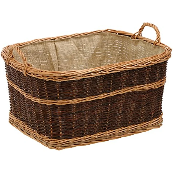 Dehner Weidenkorb mit Jute, ca. 60 x 47 x 40 cm, Weide, dunkelbraun – Bild 2