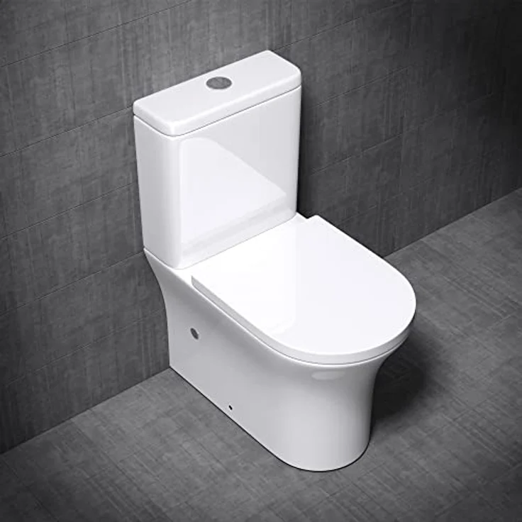 Mai & Mai Stand-WC Toilette Aachen304T, Keramik, Spülrandlos, bodenstehend, Silent-Close Sitz, 41x55,5x85cm, weiß – Bild 2