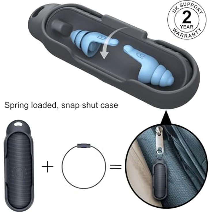 Mixx Assistive Audio Flight, Gehörschutz-Earplugs, wiederverwendbar aus medizinischem Silikon, 3er Set mit Reiseetui, verschiedene Größen – Bild 5