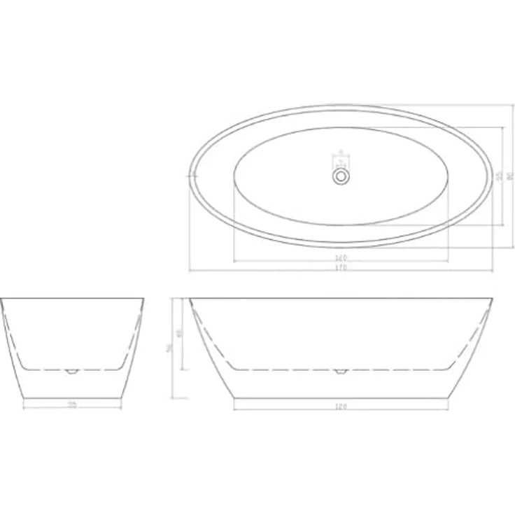 Sanotechnik Badewanne Manhatten, freistehend, 170x80,6x60cm, modernes Design für luxuriöses Wellnesserlebnis – Bild 4