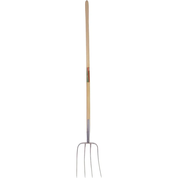 Kerbl Spatengabel Dunggabel, 4 Zinken mit gewachstem Eschenstiel (135 cm), ergonomisch und stabil aus geschmiedetem Stahl