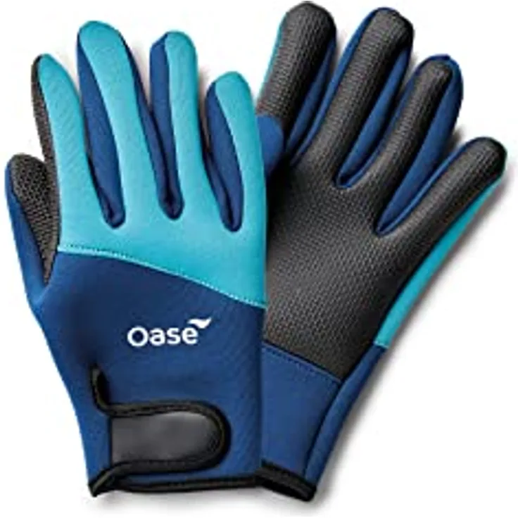 Oase PondGloves Teichhandschuhe, Gartenhandschuhe aus 2 mm starkem Neopren für optimalen Kälteschutz, Größe S, Blau