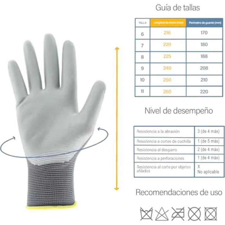 EXBRIECO Professionelle Arbeitshandschuhe 3, 6 oder 12 Paare Schutzhandschuhe, Polyester & Nitril, taktile Genauigkeit, atmungsaktiv, elastisch, widerstandsfähig - Schwarz – Bild 5