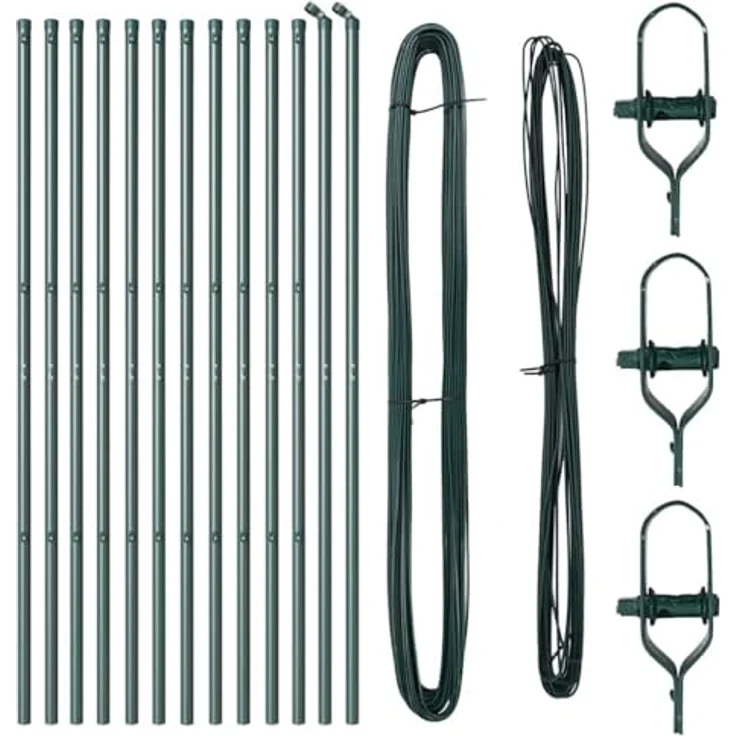 vidaXL Zaunpfosten Set, 13 Stück, grün, Ø32 mm, 150 cm, verzinkter Stahl, wetterbeständig, ideal für Außenbereiche – Bild 4