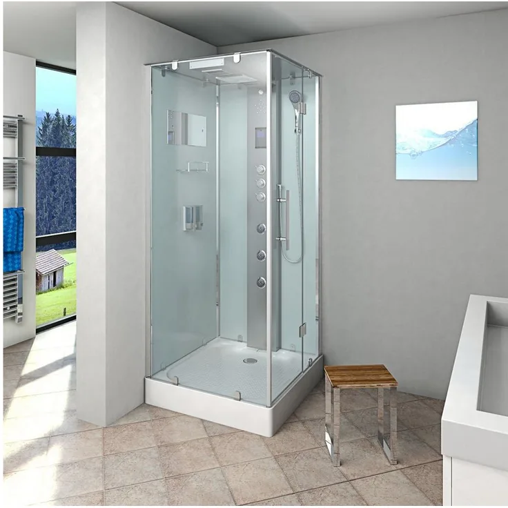 AcquaVapore Komplettdusche Duschkabine D38-00R1 Weiß 80x80, Sicherheitsglas ESG, inklusive Duschwanne