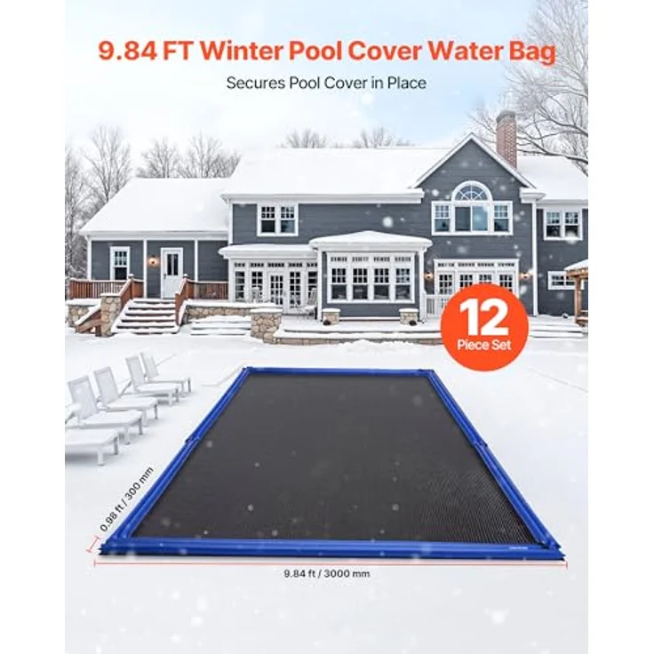VEVOR Pool Beschwerungssack, 12er Set aus 300 cm langen PVC-Säcken mit 0,4 mm Dicke und auslaufsicherem Schraubverschluss, blaue Wassersäcke zur sicheren Befestigung von Poolabdeckungen im Winter – Bild 2