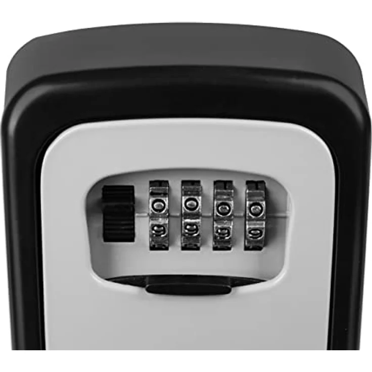 ISO TRADE Schlüsselkasten Safe, wasserdicht mit 4-stelligem Zahlencode, Schwarz/Grau, kompakte Größe 11,5 x 9,5 x 4 cm – Bild 4