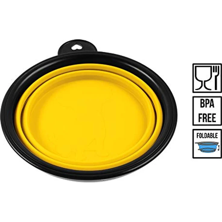 PhoneNatic Faltbarer Silikon-Hundenapf in gelb, Reisenapf für Hunde und Katzen mit Karabiner -, S, gelb, 350 ml, 60014331 – Bild 3
